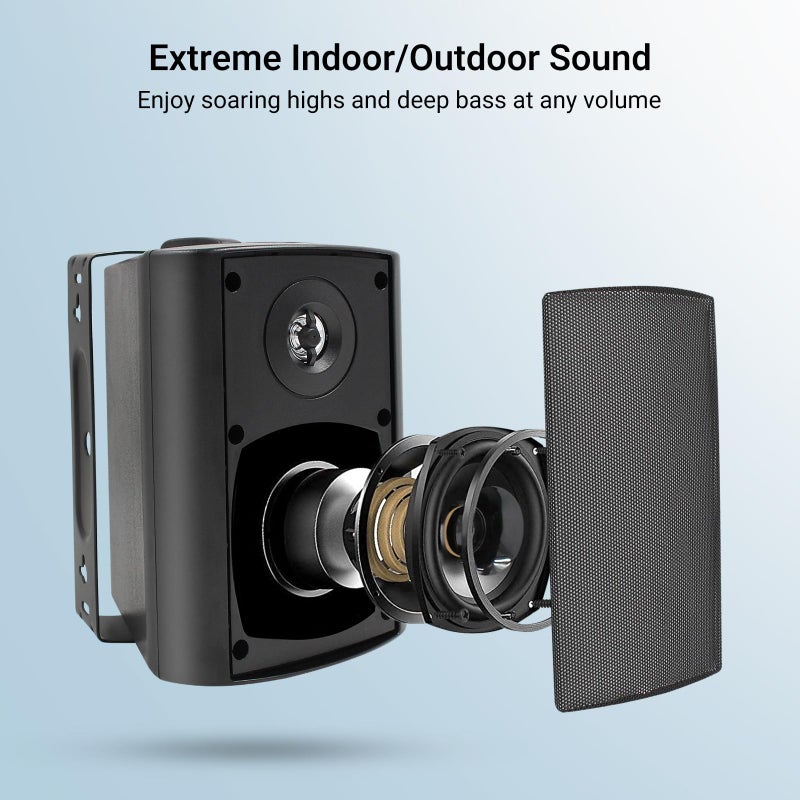 Herdio 4 Inch Outdoor Bluetooth Speakers Waterproof Wired 200 Watt,Indoor, Patio,Deck Wall Mount Speakers (Black) - Image 3